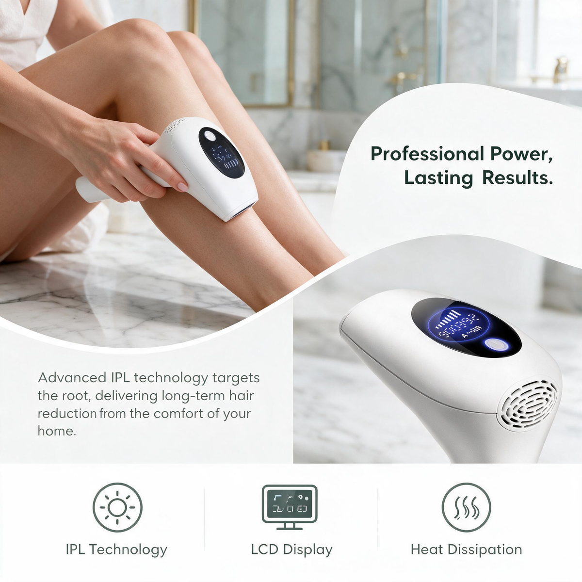 Ice Cool IPL Laser Hair Removal Device at Home White
