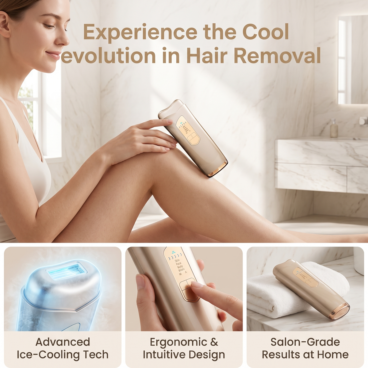 Ice Cool IPL Laser Hair Removal Device at Home Golden