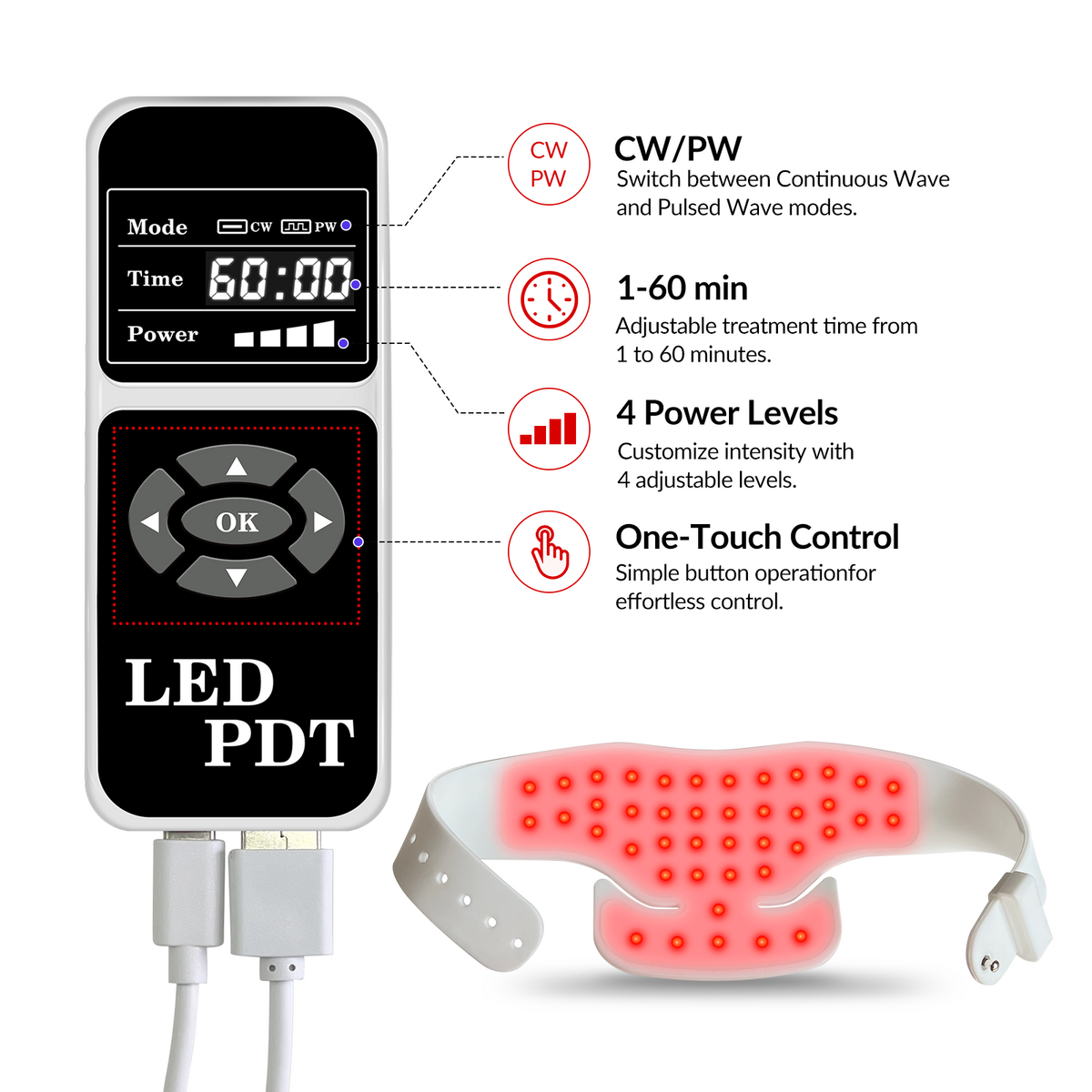 3-in-1 LED Red Light Therapy Device for Neck Pain