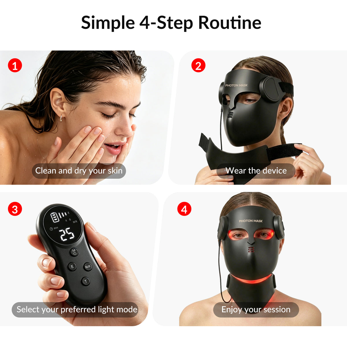 4D LED Photon Facial Beauty Mask Face & Neck Care Device