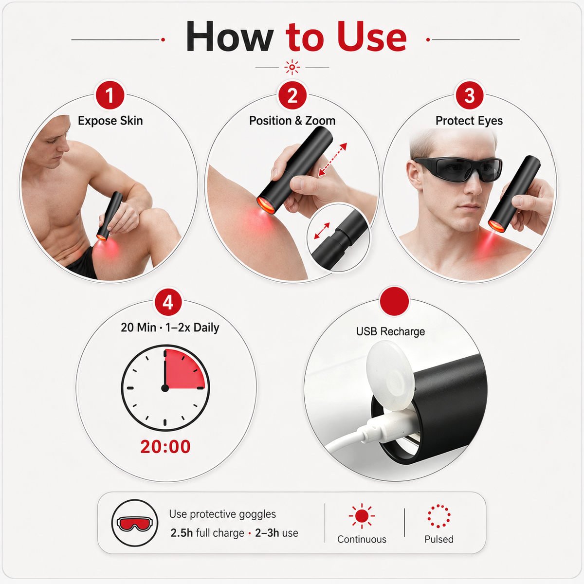 660nm Targeted Red Light Therapy Pen for Pain Relief