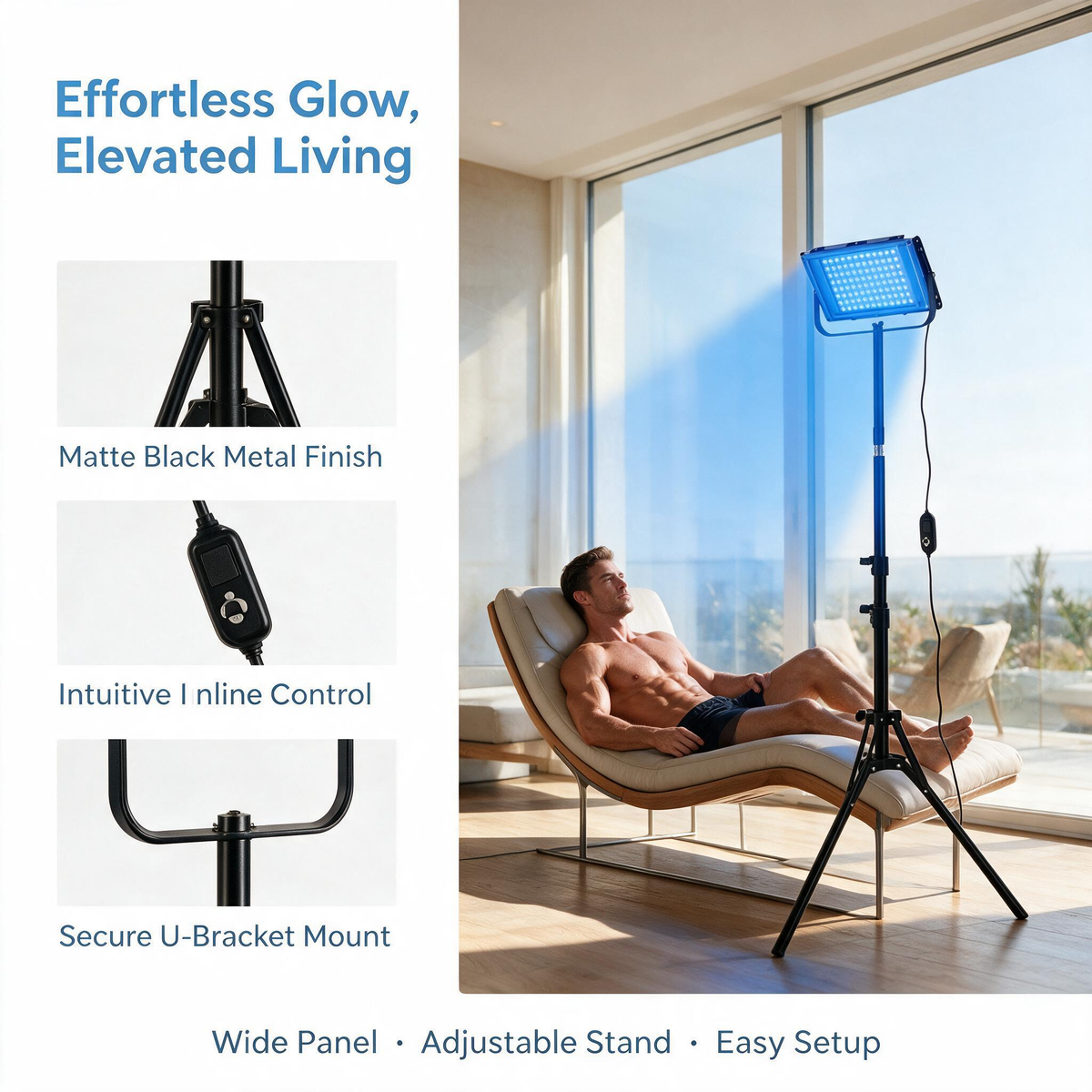 96W 96pcs LED Tanning Lamp for Face and Body Blue Light Therapy